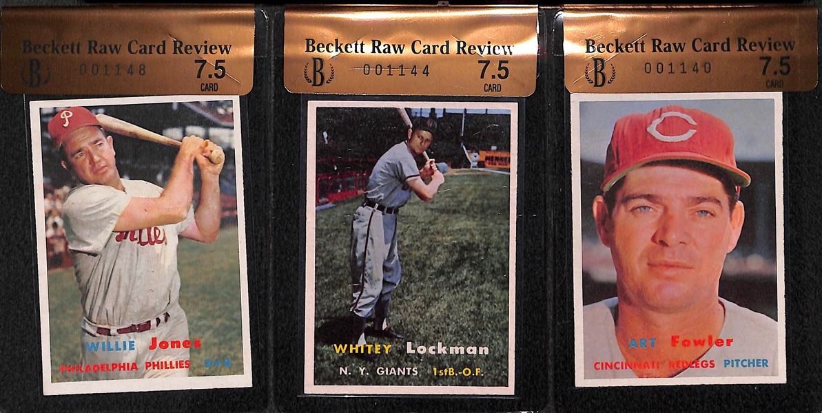 Lot of 15 - 1957 Topps Graded Baseball Cards - All Graded BVG 7.5 - w. Bobby Shantz